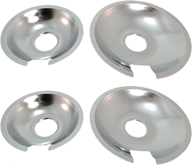 Kitchen Basics 101 Made in the USA 715877 and 715878 Replacement Range Cooktop Drip Pans for Jenn Air - Includes 2 6-Inch and 2 8-Inch Pans, 4 Pack - Image 1